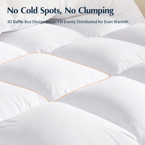 Pacific Coast Premium Goose Down Fiber Comforter King Size, 420TC 100% Australian Cotton Shell, All-Season Comforter with Hidden Baffle Box & Double-Stitched Piping (106"x90")