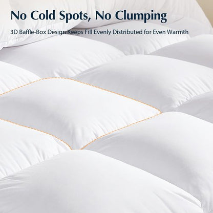 Pacific Coast Premium Goose Down Fiber Comforter King Size, 420TC 100% Australian Cotton Shell, All-Season Comforter with Hidden Baffle Box & Double-Stitched Piping (106"x90")
