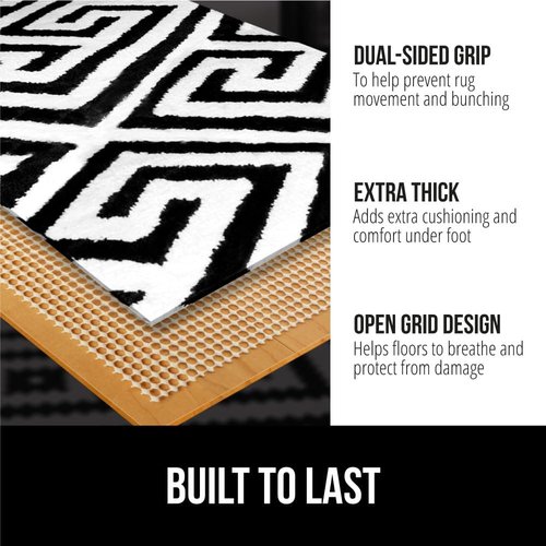 GORILLA GRIP Rug Pad Gripper - Slip and Skid Resistant Cushion for Hard Floors | 2x3 FT Size