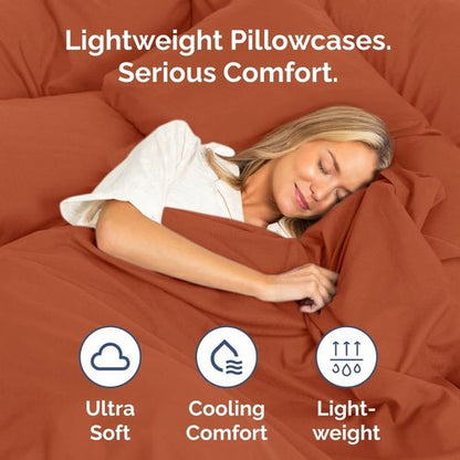 King Standard Pillow Cases - Soft Hotel Quality Covers for Comfy Bedding | 4-Piece Set in Terracotta