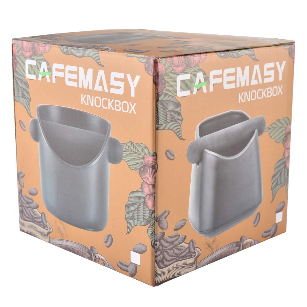 CAFEMASY Espresso Coffee Knock Box - Small Knock Box for Barista ABS Coffee Grind Knock Box Espresso Coffee Grounds Puck Dump Bin Grind Waste Bin with Detachable Knock Bar (Black)