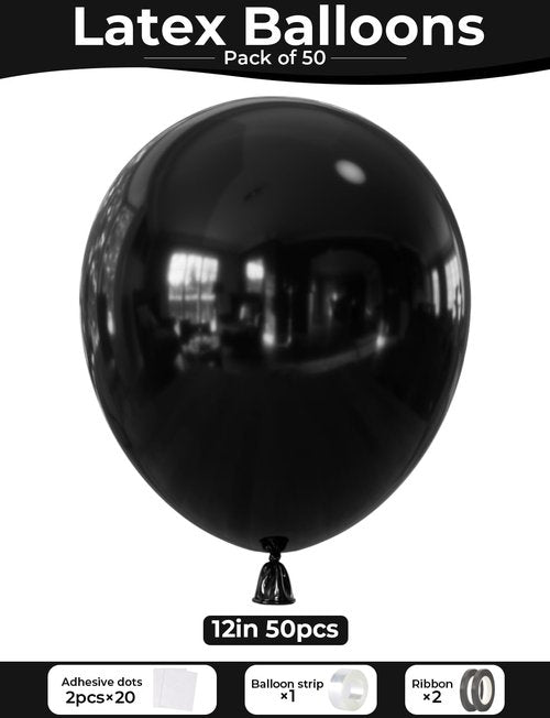 Black Balloons | 12-Inch Round Latex Balloons - Shiny Party Decorations for Graduation, Birthday & Weddings