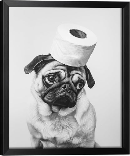 Regine Switzerland Funny Bathroom Wall Art - Aesthetic Black and White Canvas Decor | Framed Design
