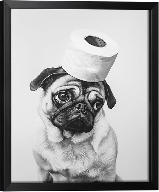 Regine Switzerland Funny Bathroom Wall Art - Aesthetic Black and White Canvas Decor | Framed Design