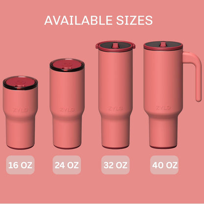 Zylo 24oz Stainless Steel Tumbler | Insulated, Spill-Proof Lid & Straw Compatible - Pink Algae