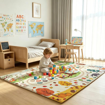 Tree House Learning Rug 3x5 ft - Kids Bedroom Educational Play Mat with Forest Design - Variation of THIS listing