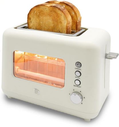 WILLOW Eco Series 2-Slice Retro Toaster - Clear-View Window, 6 Shade Settings, Extra Wide Slots