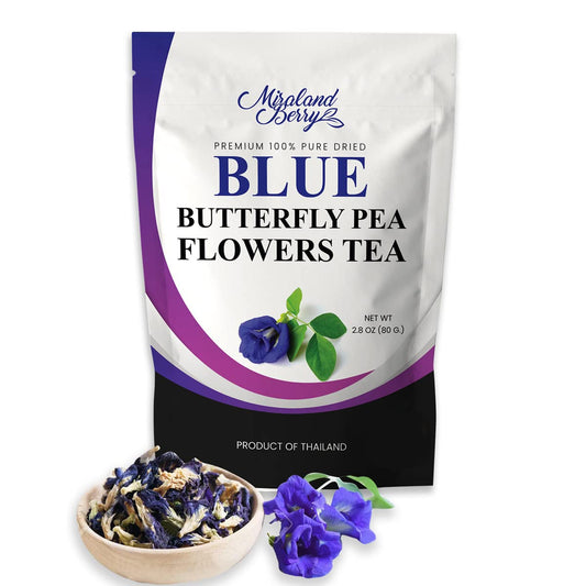 MiralandBerry Dried Butterfly Pea Flowers, (2.8Oz), Premium Quality Thai Herbal Tea, Ideal for Tea Desserts Beverage