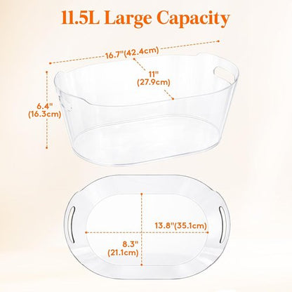 Lifewit 11.5L Ice Bucket for Parties 2 Pcs, Large Portable Drink Bucket for Cocktail Bar, Champagne Cooler for Beverage/Wine/Beer, Mimosa Bar Supplies Chiller Tub with Scoop 38 x18x20 cm/15x7x8 inches