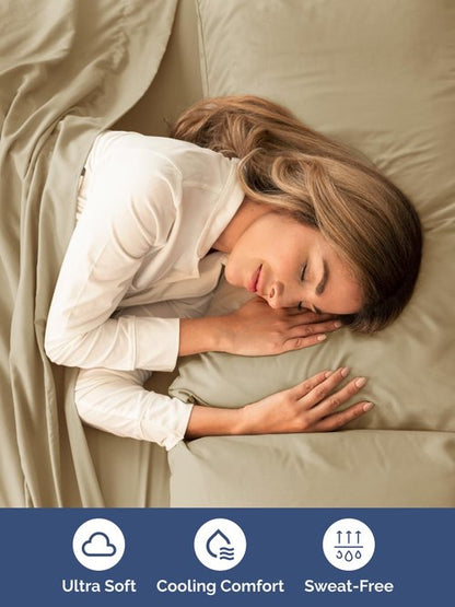 Extra Deep Cal King Sheet Set - 6 Piece Breathable and Cooling Sheets - Hotel Luxury Bedding for Women, Men, Kids & Teens - Easy Secure Fit - Soft, Wrinkle Free and Comfy - Extra Deep Pockets - Beige
