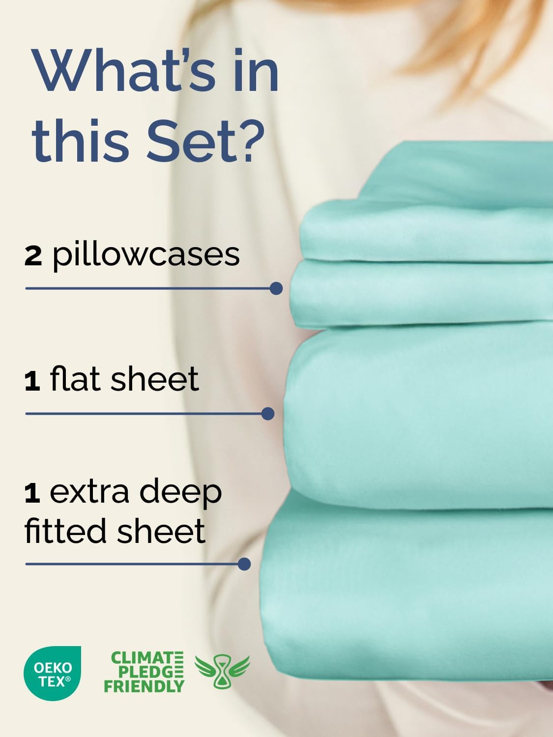 Skiennix Extra Deep Twin Sheet Set | 4-Piece Breathable Cooling Bedding - Soft, Wrinkle-Free Spa Blue