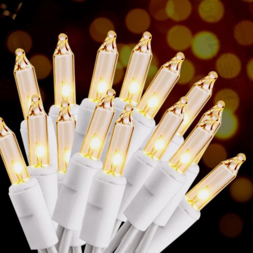 HISHINY Christmas Lights - 100 Count Mini Clear String Lights | 32ft White Wire for Indoor/Outdoor Decor