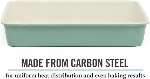 Martha Stewart Gallen Nonstick Carbon Steel Baking Pan - 13 x 9 Inch, Teal, Durable Bakeware for Easy Release