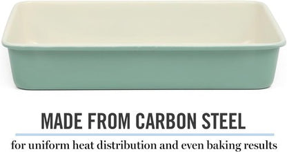 Martha Stewart Gallen Nonstick Carbon Steel Baking Pan - 13 x 9 Inch, Teal, Durable Bakeware for Easy Release