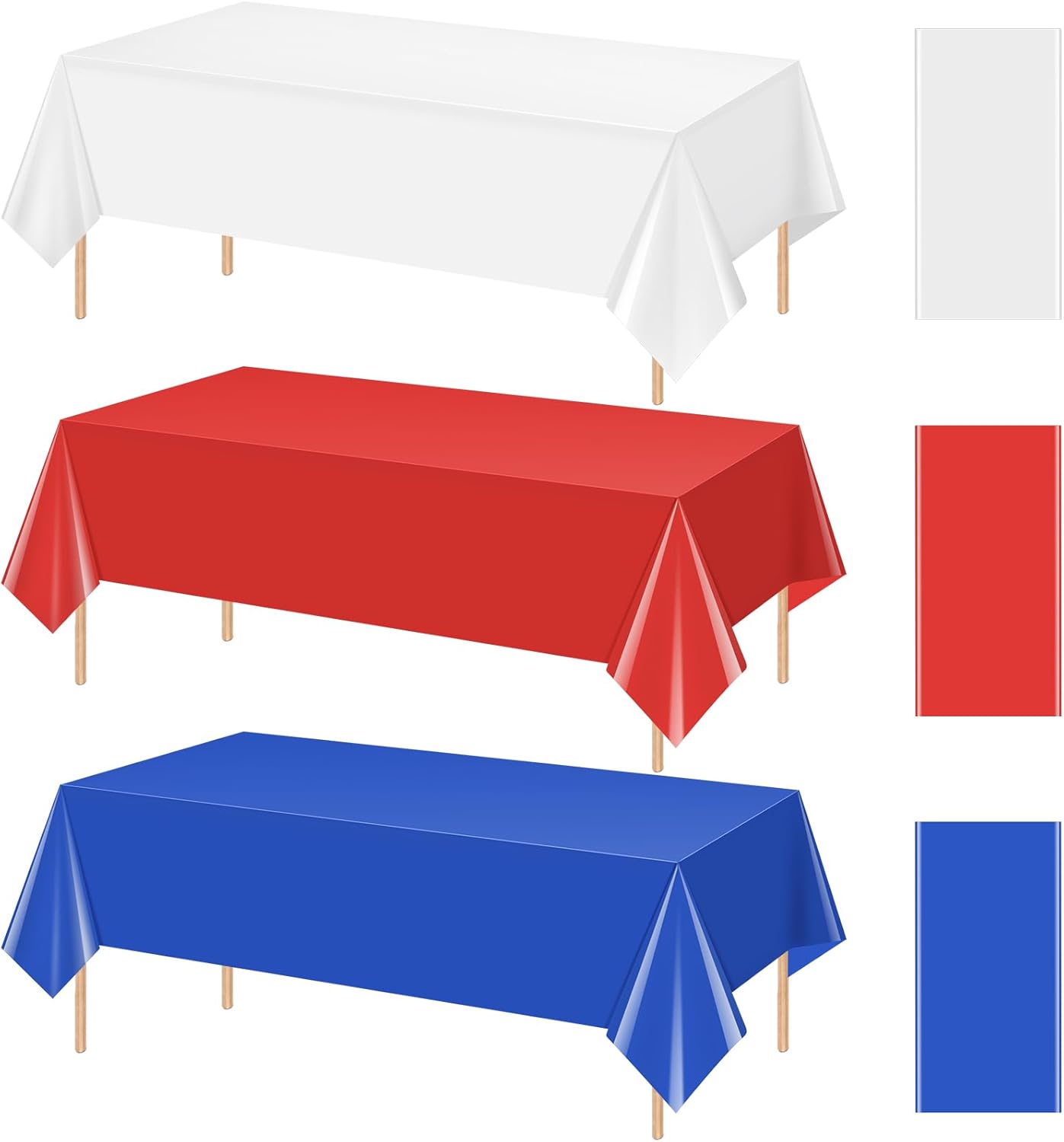 Red White And Blue Disposable Tablecloths by [Brand Name] - 3 Pack Rectangle Covers for 4th of July | 54 x 108 Inch