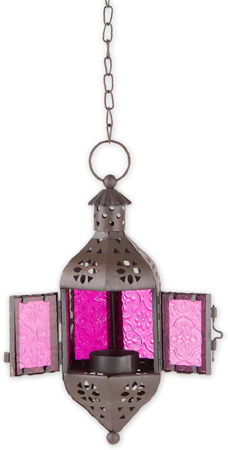 Zings & Thingz Cutout Moroccan Hanging Lantern - Elegant Black Design for Unique Home Decor