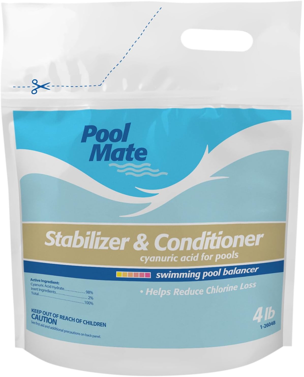 Pool Mate Premium Pool Stabilizer - 4 Pounds Concentrated Cyanuric Acid for Longer Lasting Chlorine