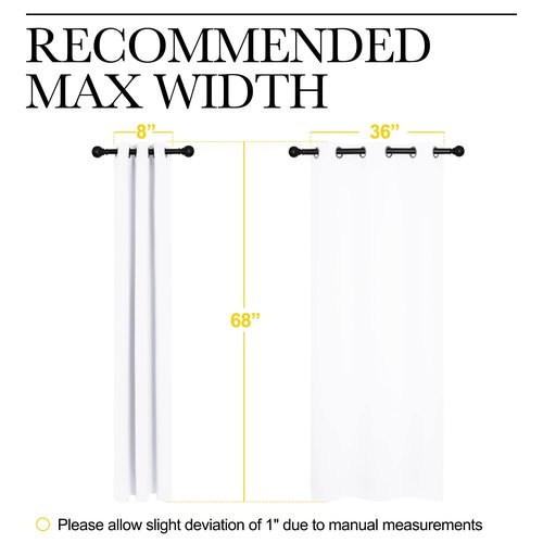 NICETOWN White Samll Window Blackout Curtain Panels, 50% Light Blocking Curtains for Bedroom & Dining Room Window (Set of 2, 42 inches x 68 inches)