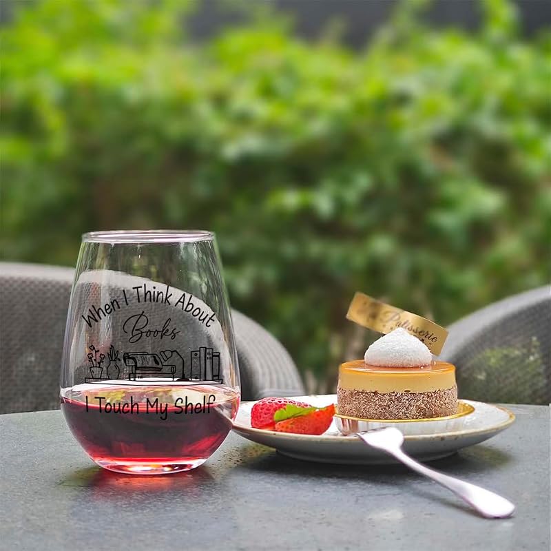 Book Lover Wine Glass 15oz – Funny Gift for Readers, Stemless Glass