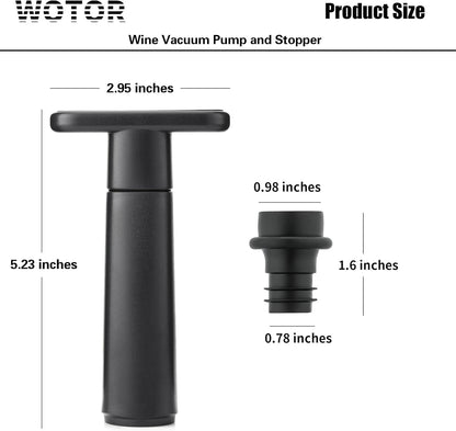 WOTOR Wine Saver Vacuum Pump with 4 Stoppers, Reusable Bottle Sealer Keeps Wine Fresh