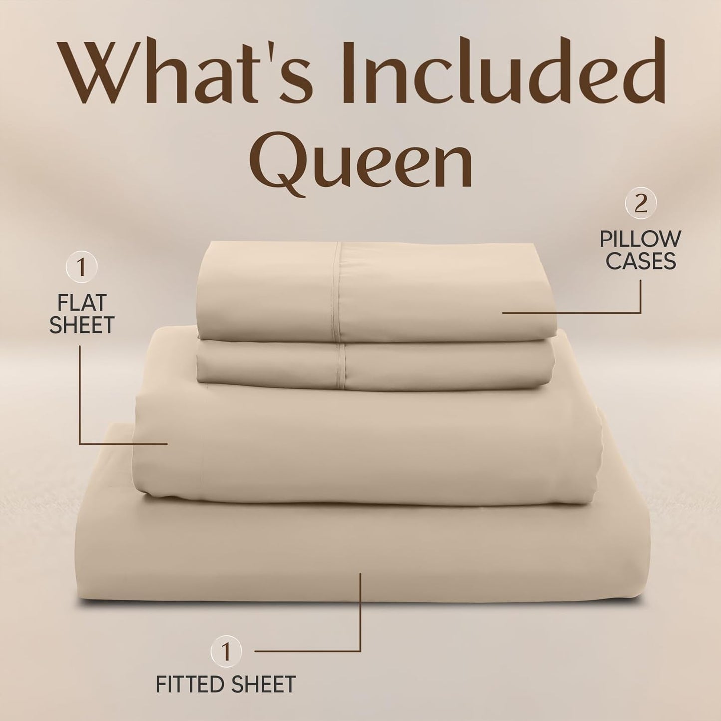 Utopia Bedding Queen Size Sheet Set - Soft, Breathable Microfiber | 4-Piece in Sand with Oeko-Tex Certification