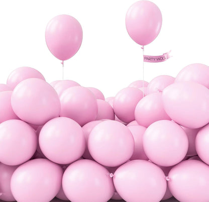 PartyWoo Baby Pink Balloons - 50pcs 5 Inch Pastel Latex Helium Balloons for Baby Showers & Parties