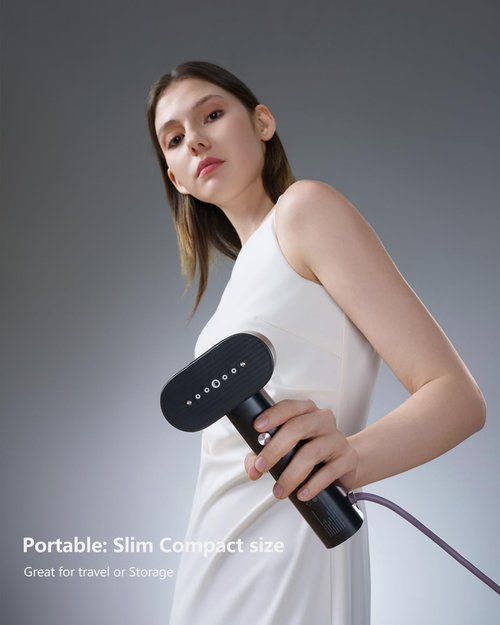 G6 Steamer for Clothes - Portable 2-in-1 Travel Iron | 900W Lightweight Design, 10 Min Continuous Steam, Black