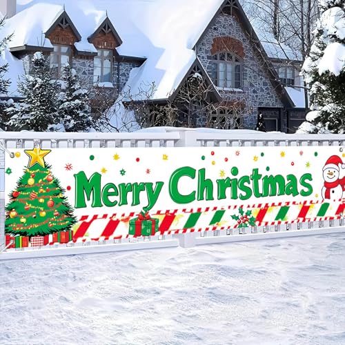 Christmas Door Banner Snowman Decor 78.7 x 17.7 Inch - Merry Christmas Banner with Snowman & Gifts - Holiday Indoor & Outdoor Decoration - Variation: Christmas Decor Banner #02