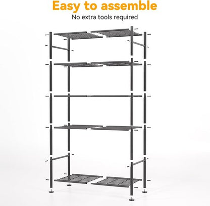 BolDuck 5-Tier Metal Shelf Organizer - Adjustable Space-Saving Storage Rack for Garage, Closet, Kitchen | 33.07”Wx12.6”Dx72.04”H, Black
