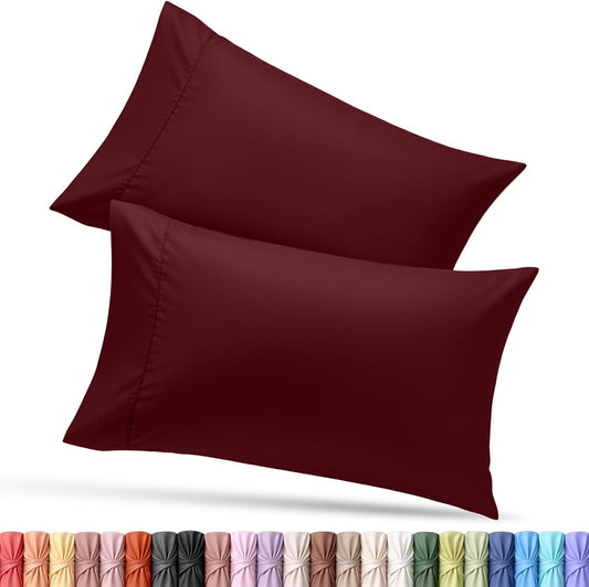 Utopia Bedding King Pillow Cases - Soft Brushed Microfiber - 2 Pack | Fade Resistant 20 x 40 Inches (Burgundy)