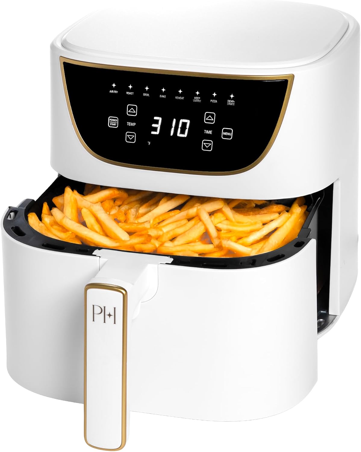Paris Hilton Air Fryer - Large 6-Quart Capacity, Nonstick & PFAS-Free, Touchscreen, 8-in-1 Functions, White
