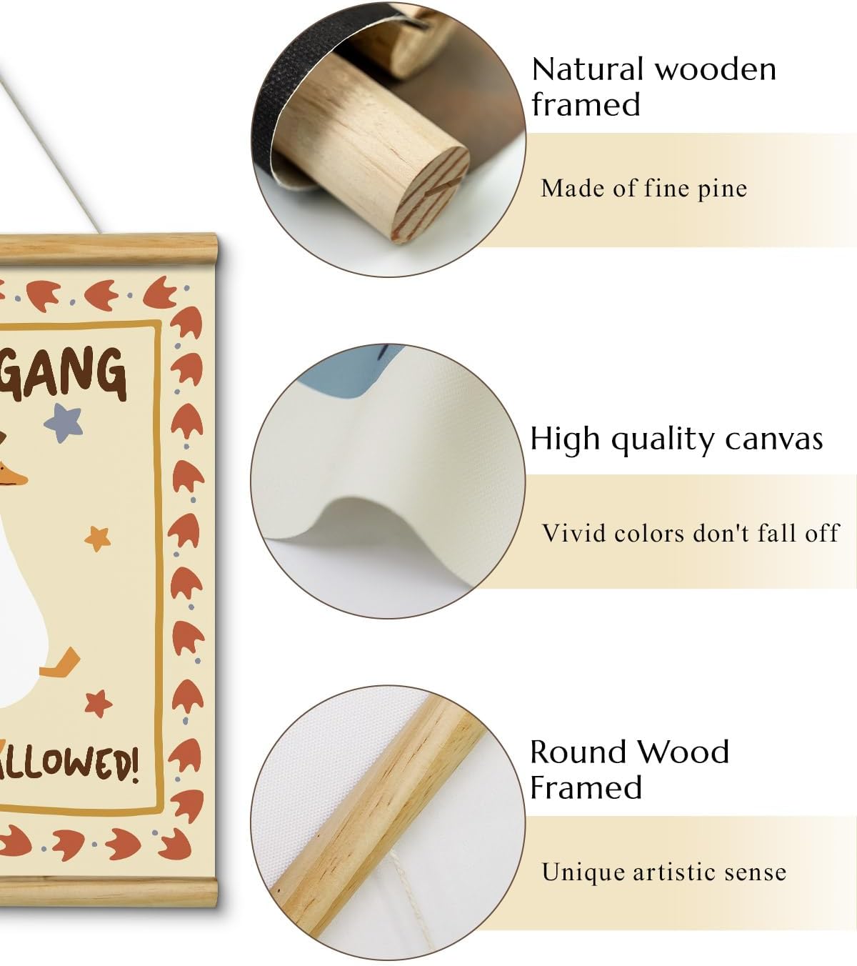 VIYYIEA Canvas Wall Art Prints - Funny Goose Gang Portable Hanging Decor | 16" x 12" for Home & Office