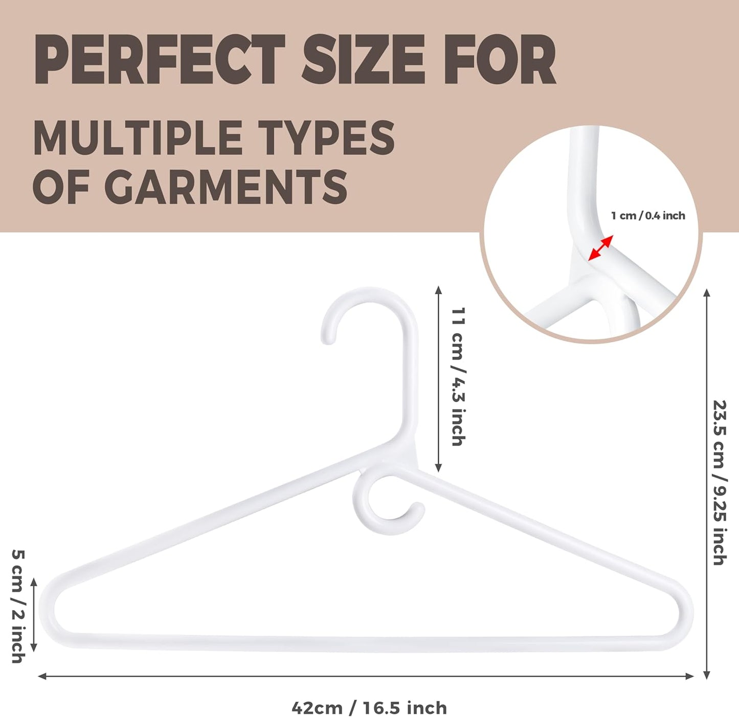 Quality White Plastic Hangers - Heavy Duty 10 Pack for Clothes & Accessories | Thick Standard Closet Hangers