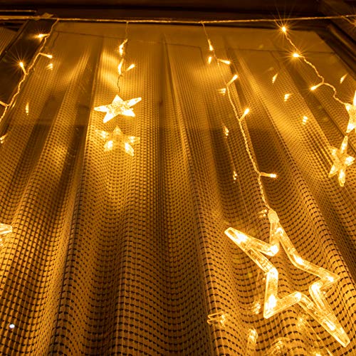 12 Stars LED Star Curtain String Lights for Bedroom Decor Outdoor Indoor