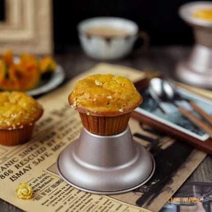 CHEFMADE Muffin Cake Pan, Nonstick 4-Inch 4Pcs Cupcake Pan Set Muffin Cake Pan, Nonstick 4-Inch 4Pcs Cupcake Pan Set