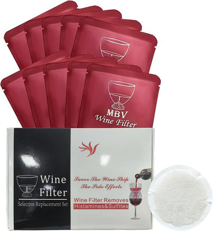 10 Pcs Wine Filters Set, Advanced Wine Purifier, Wine Filters for histamines and sulfite- Replacement Wine Sulfite Remove Set Gifts for Wine Lovers