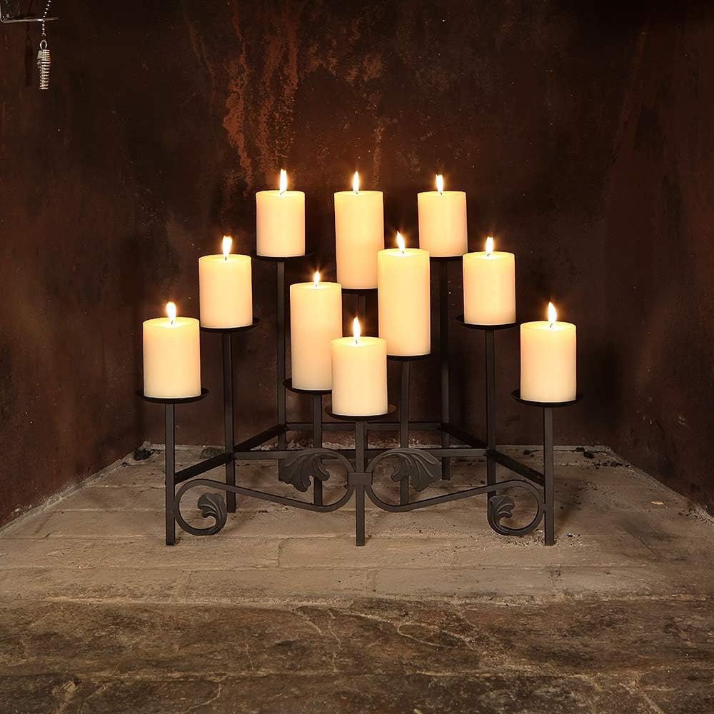 Minuteman International Cathedral Wrought Iron Fireplace Candelabra - Elegant Hearth Decor