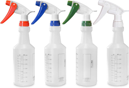 Skiennix 16 oz Spray Bottles - Commercial-Grade with Dilution Ratios | Perfect for Cleaning & Essential Oils (4-Pack)