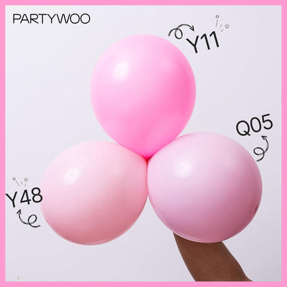 PartyWoo Light Pink Balloon Arch Kit - 140pcs in Various Sizes for Baby Showers & Birthdays | Pastel Pink Decor