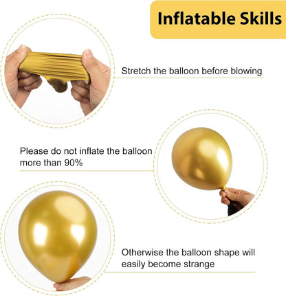 RUBFAC Black and Gold Balloons - 129-Piece Latex Garland Kit for Weddings, Graduations & Birthdays