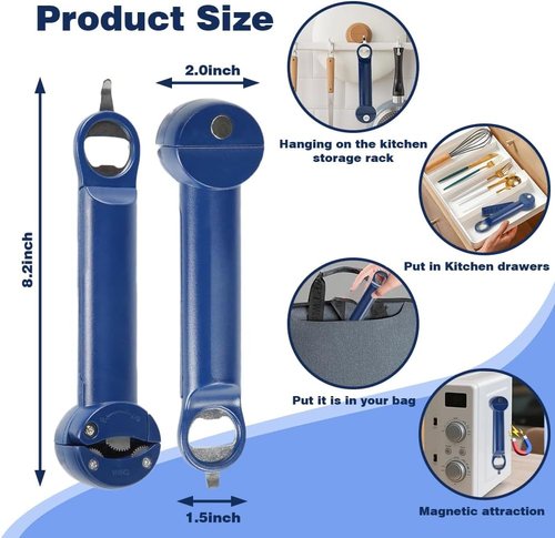 Magnetic Jar & Bottle Opener by [Brand Name] - 3-in-1 Compact Tool for Seniors | Retractable Design