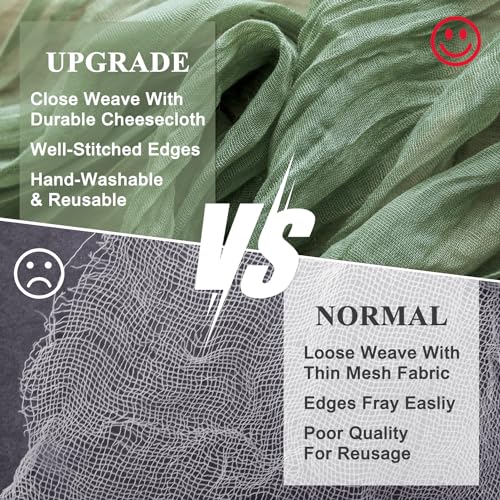 Sage Green Cheesecloth Table Runner - 10FT Boho Gauze for Weddings and Holidays - 4 Pack