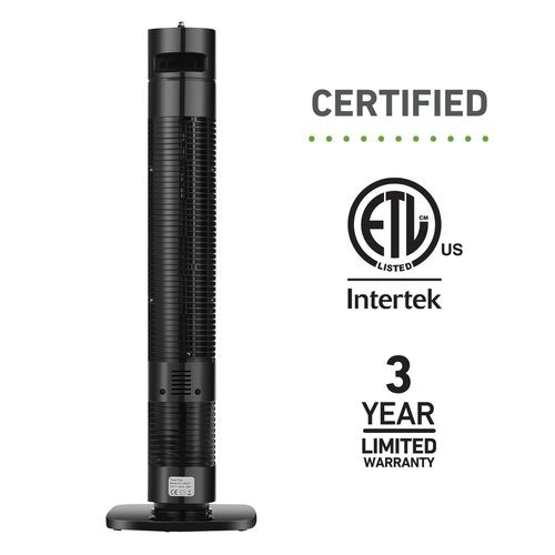 Holmes 31" Manual Tower Fan 3 Speeds 70° Oscillation Adjustable 2-Hour Timer Compact Design for Bedroom Dorm Kitchen or Office Black