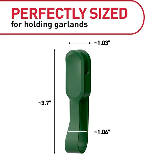 Command Garland Holder - Damage-Free Fireplace Mantle Display for Garlands & Wreaths | Holds 2lbs, Green, 6 Pack