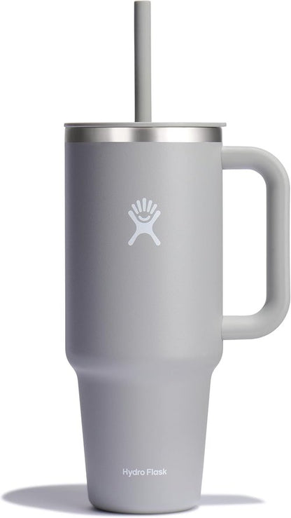 Hydro Flask 40 Oz Travel Tumbler - Insulated Stainless Steel with Handle, Lid & Straw in Birch