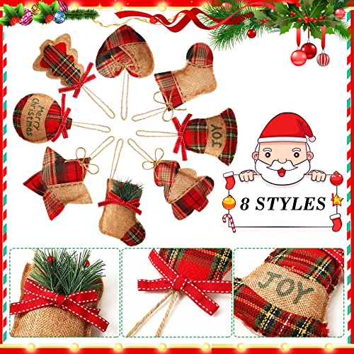 Fresh 24 Pcs Burlap Christmas Ornaments Set with Mini Stockings & Rustic Decorations