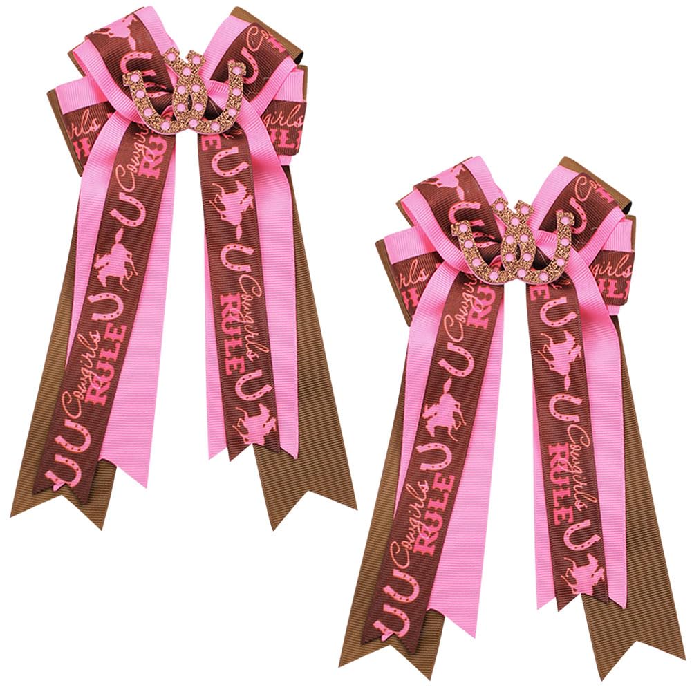 Umibow Western Cowgirl Hair Bows Clips - Cowboy Hat & Boot Design | Horseshoes Print, 2 Pcs Set