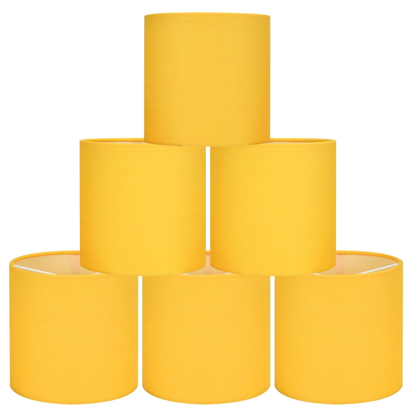 LAMPWELL LEBE Yellow Clip on Chandelier Lamp Shades Set of 6,Small Lamp Shades Clip on bulb,5.2"×5.2"×H5.2",Fabric Mini Drum Lamp Shade,Handmade,FOR CANDLE BULB AND SMALL GENERAL BULB