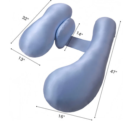 Pregnancy Pillows for Side Sleeping - Adjustable Belly & Back Support Pillow,H Shaped Full Body Maternity Pillow with Cooling Removable Cover, for Pregnant Women and Adults(Blue)