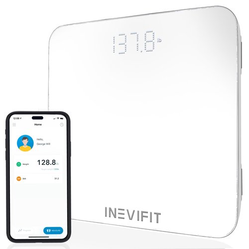 INEVIFIT Smart Bathroom Scale, Highly Accurate Bluetooth Digital Bathroom Body Weight Scale, Precisely Measures Weight & BMI for Unlimited Users